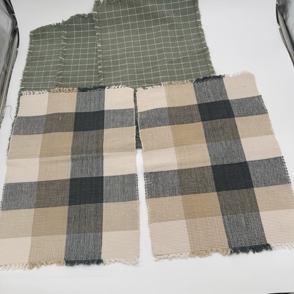 Vintage 90s Placemats Lot Of 10 Southwestern Monstera Plaid Cotton Table - Picture 8 of 16